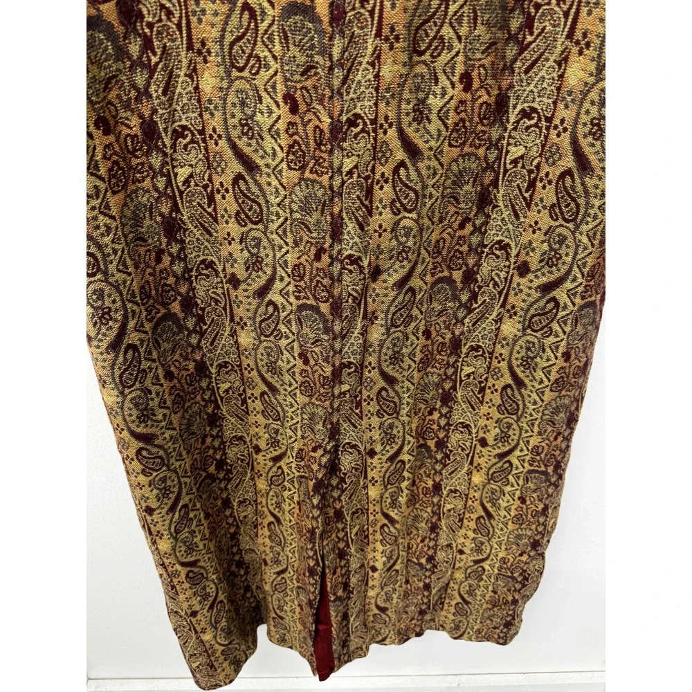 J.Jill Vintage 90s Fall Paisley Tapestry Coat Long Boho Statement Button-Front